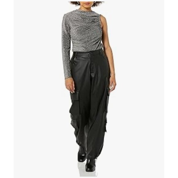 Terea Women's Emiliana One Shoulder Metallic Ruched Top size XL NWT - Picture 3 of 6